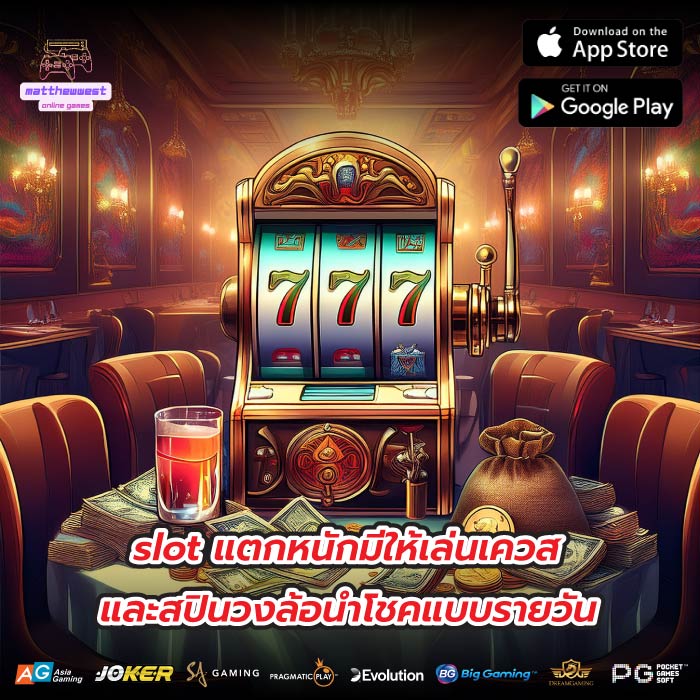 slot แตกหนักมีให้เล่นเควสและสปินวงล้อนำโชคแบบรายวัน